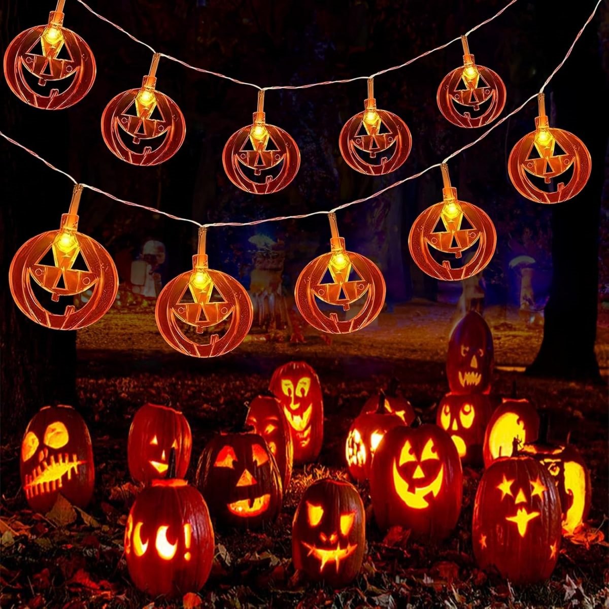 Halloween Led String Lights Orange - 1pc 20led laranja plana oco luzes