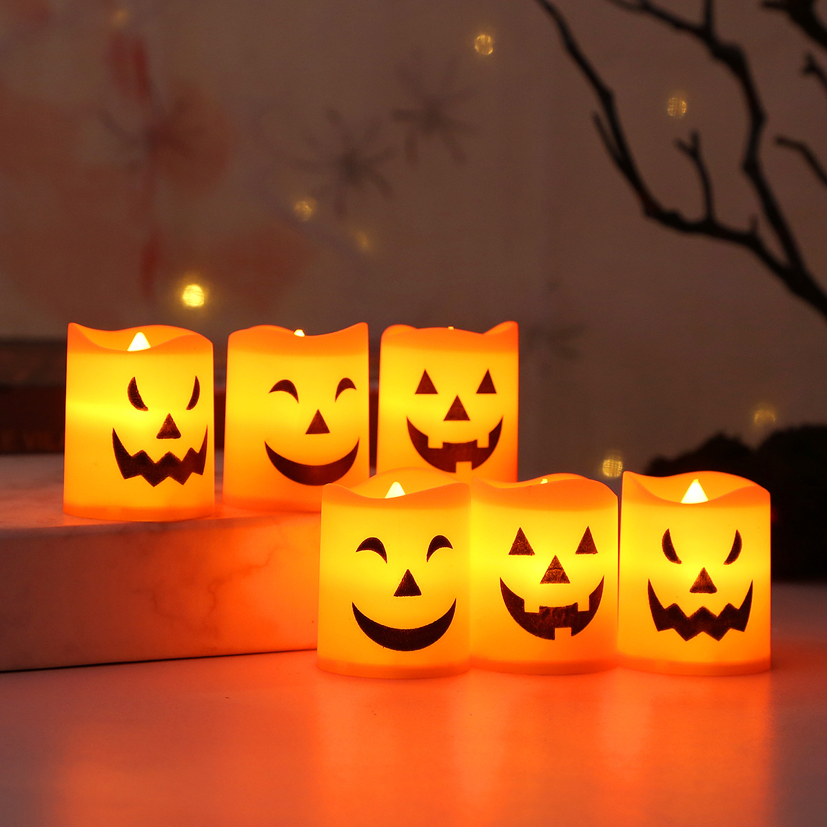 Halloween Pumpkin Decor Led - Conjunto de 6 Luzes LED de