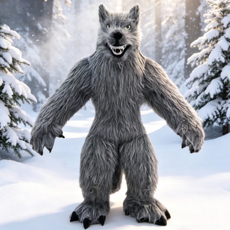 Halloween Costume Adult - Fantasia de Mascote Lobo Cinza Inflável