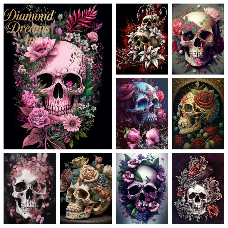 Halloween Skeleton Decoration - Sem moldura, pintura de diamantes com