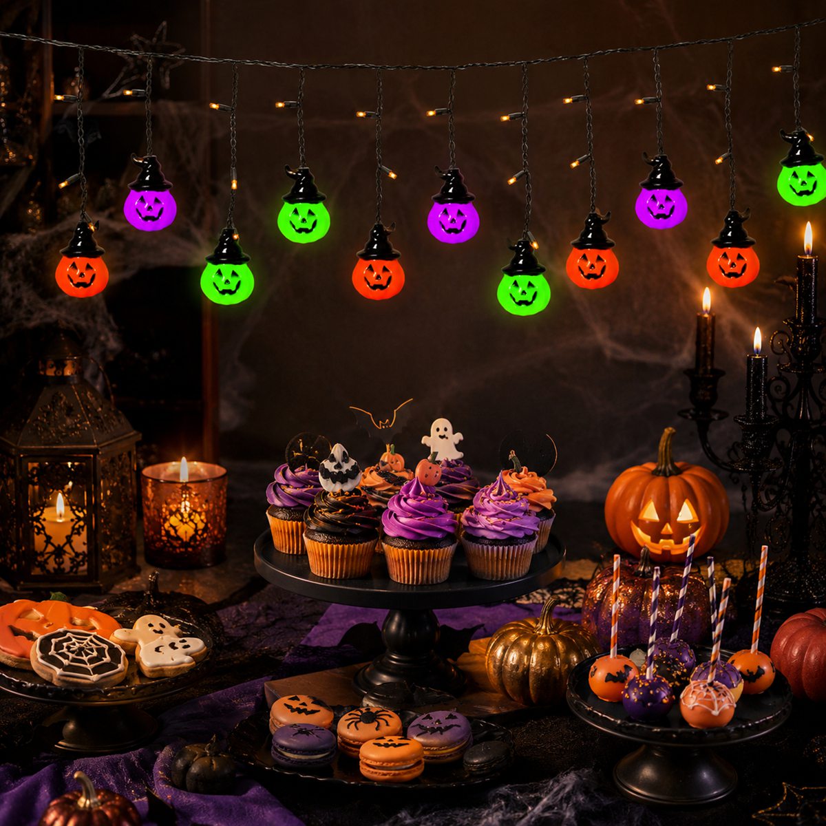 Halloween Led String Lights Orange - 1 unidade de Luzes Horripilantes de