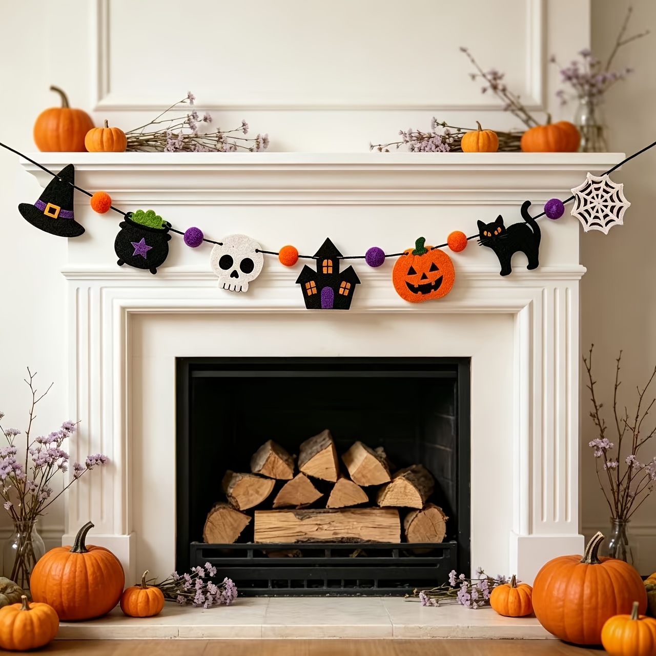 Halloween Skeleton Decoration - Guirlanda de Feltro de Halloween com