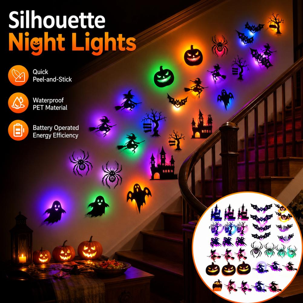 30PCS Adesivo de Parede LED de - Halloween Pumpkin Decor Led avaliação e preço