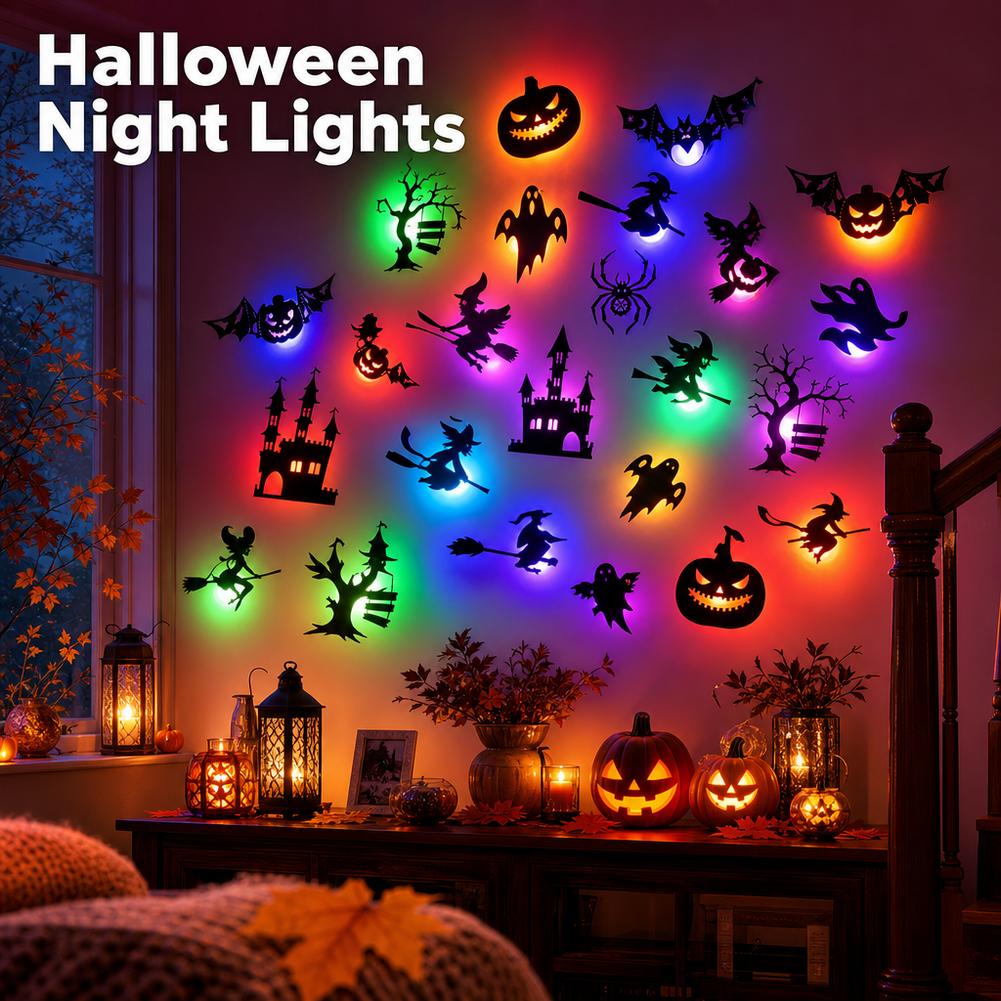 30PCS Adesivo de Parede LED de - Halloween Pumpkin Decor Led avaliação e preço