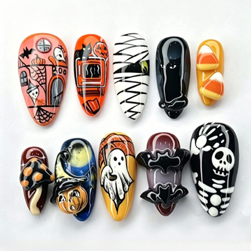 30 peças Novas Unhas Postiças  - Halloween Skeleton Decoration avaliação e preço