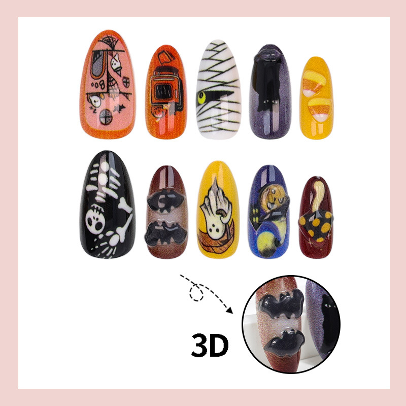 30 peças Novas Unhas Postiças  - Halloween Skeleton Decoration avaliação e preço