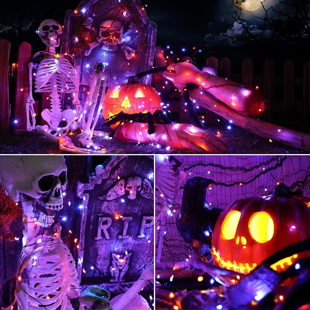 10-120m fio de cobre luzes da  - Halloween Led String Lights Orange avaliação e preço