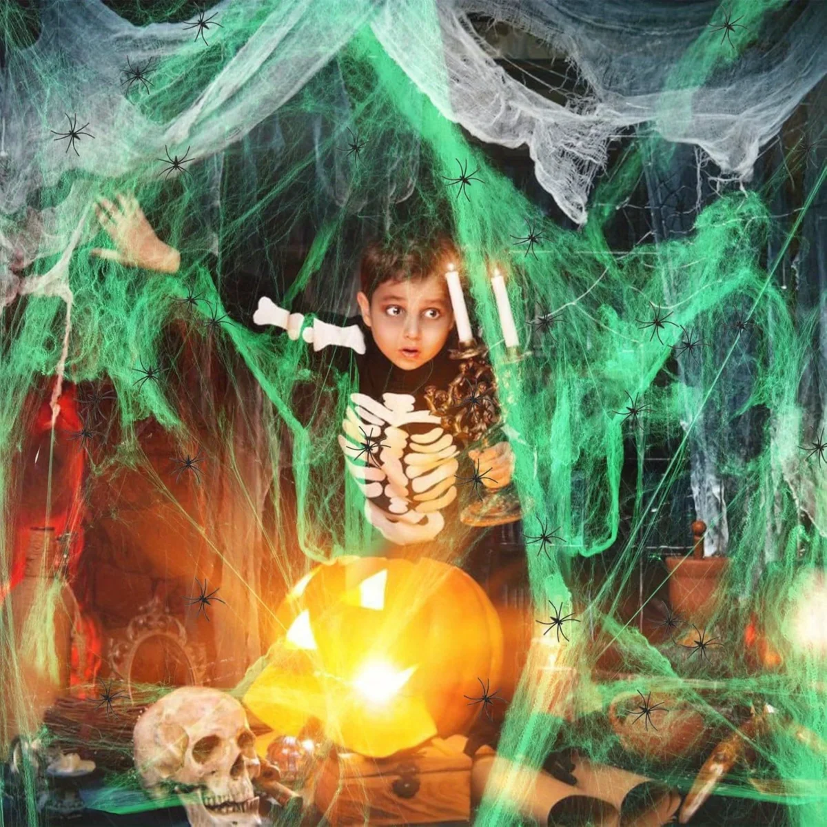 1-20PCS Decoração de Halloween - Spider Web Halloween Decoration avaliação e preço