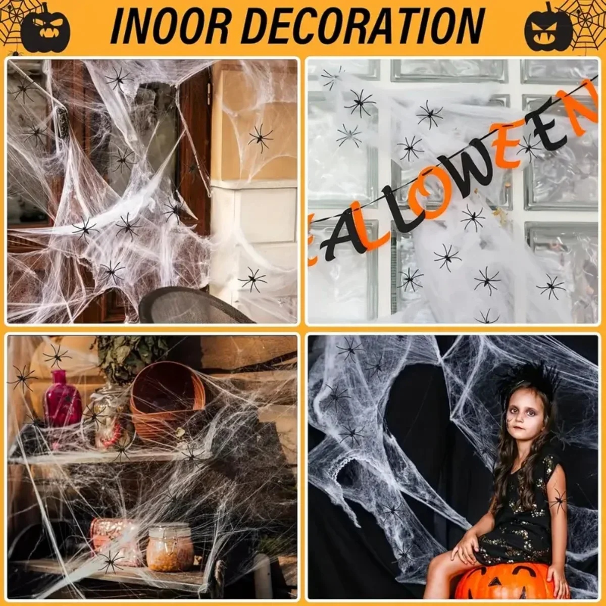 1-20PCS Decoração de Halloween - Spider Web Halloween Decoration avaliação e preço