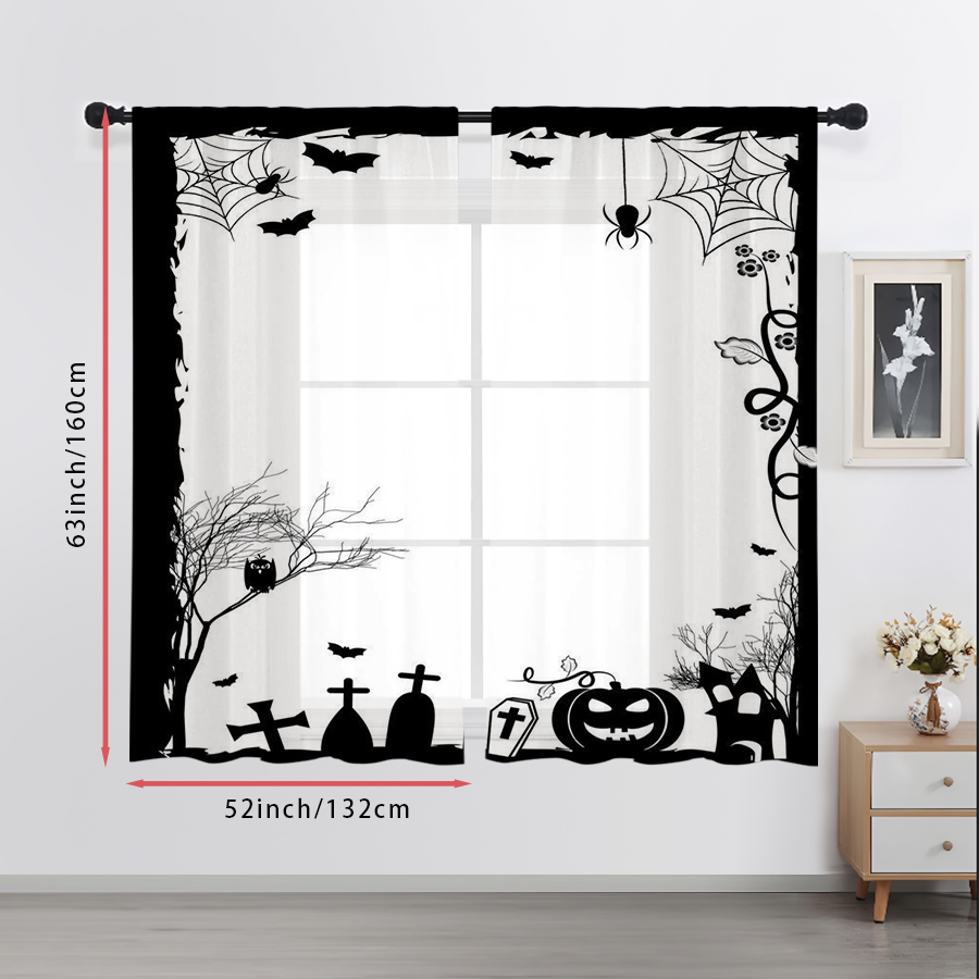 2 Peças de Cortina Transparent - Spider Web Halloween Decoration avaliação e preço