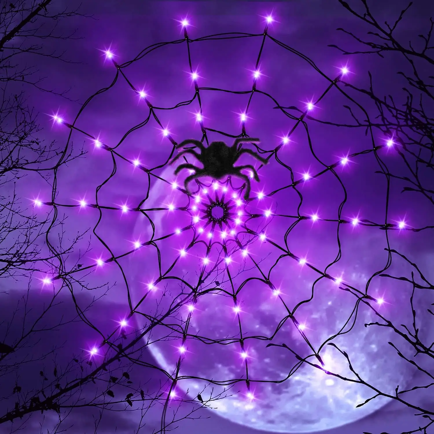 Luzes de LED de Halloween em F - Spider Web Halloween Decoration avaliação e preço