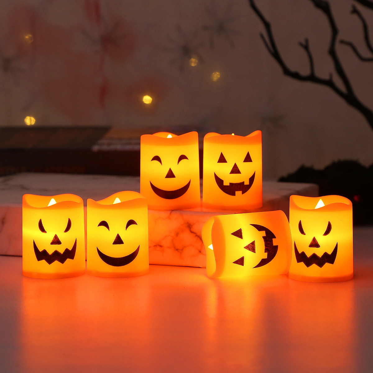 Conjunto de 6 Luzes LED de Fan - Halloween Pumpkin Decor Led avaliação e preço